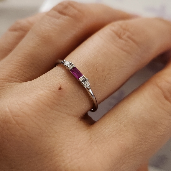 New 925 Silver Ruby Diamond Band Stacking Ring for Women - Picture 8 of 13